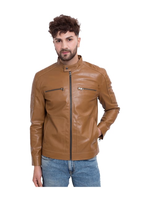 Buy Justanned Tan Solid Full Sleeves Jacket. for Men Online Tata