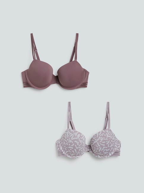 Wunderlove by Westside Mauve Underwired Bra Set of Two Price in India