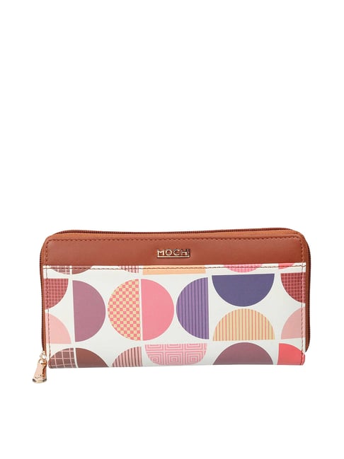 Mochi Tan Printed Zip Around Wallet for Women