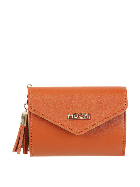 Mochi Tan Solid Tri-Fold Wallet for Women