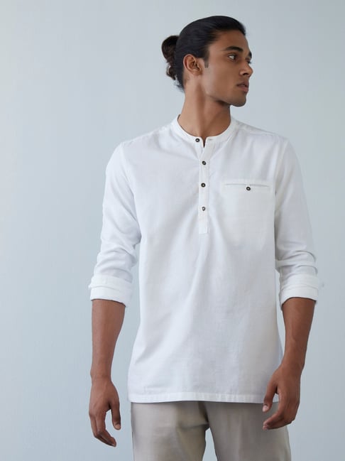 ETA by Westside Off-White Self-Textured Resort-Fit Shirt - Price History