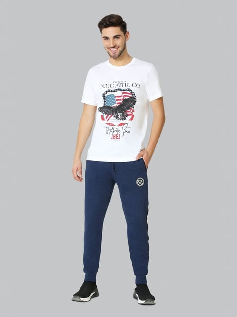 Buy Van Heusen Blue Regular Fit Self Pattern Joggers for Mens Online @ Tata  CLiQ