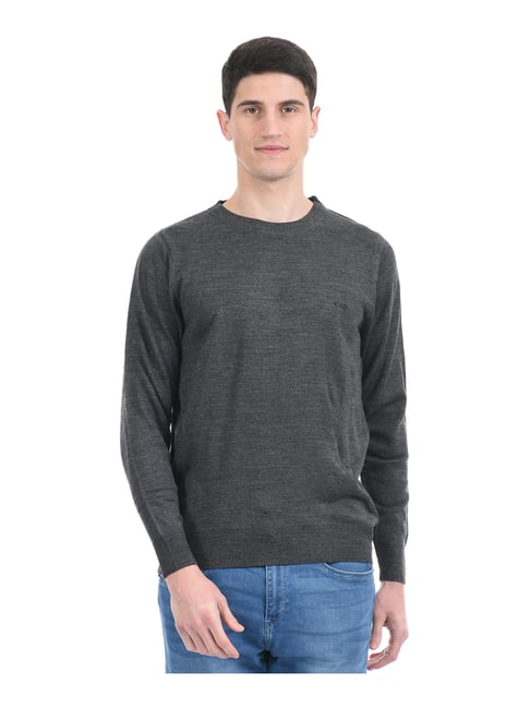 Cloak & Decker by Monte Carlo Grey  Regular Fit Sweater