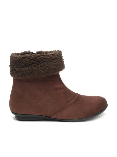 Flat N Heels Women's Brown Snow Boots