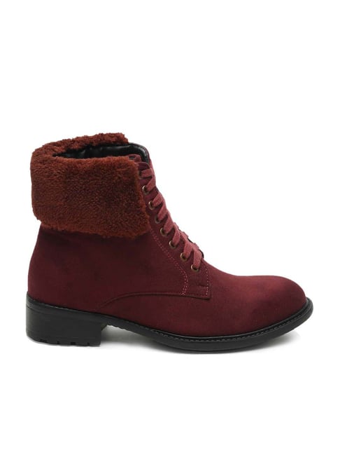 Flat N Heels Women's Maroon Casual Boots