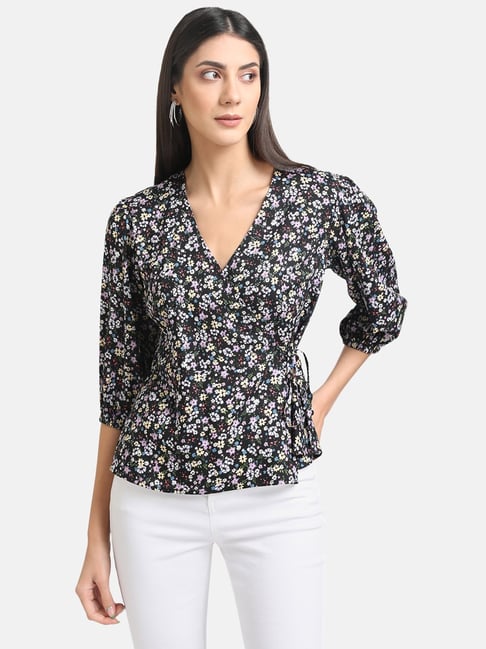 Kazo Black Printed Top Price in India