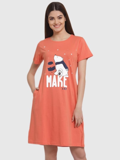 Sweet Dreams Coral Graphic Print Night Dress