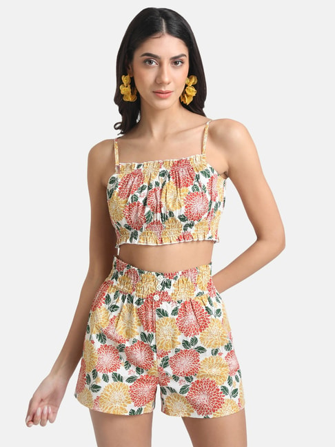 Kazo White Printed Crop Top Price in India