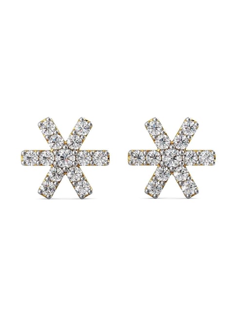 14k White Gold Diamond Pave X Earrings