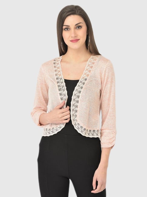 Latin Quarters Peach Self Print Shrug