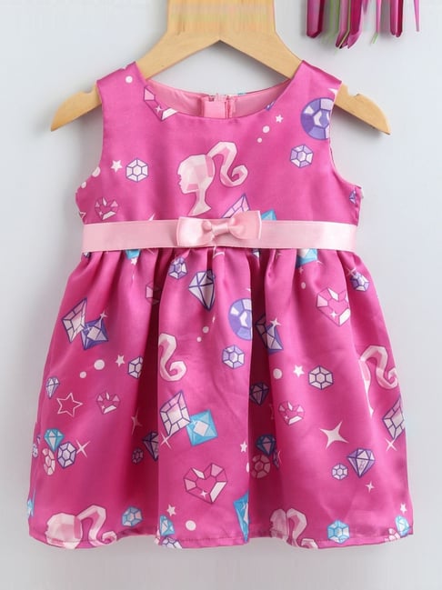 Buy Barbie by Many Frocks Pink Printed Dress for Girls Clothing