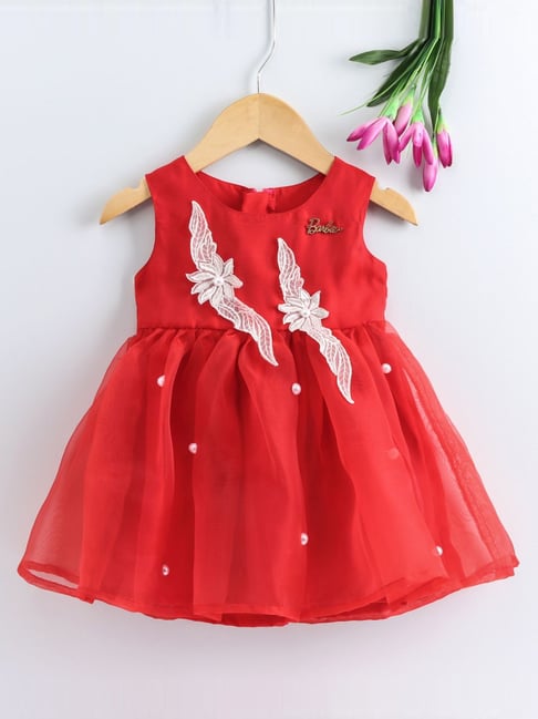 Barbie by Many Frocks Red Embellished Dress