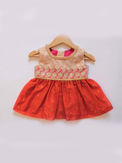 Buy Zuvim Baby Girls Dress Fit  Flare Knee Long Embroidered Cotton Blend  Frock Online at Best Prices in India  JioMart