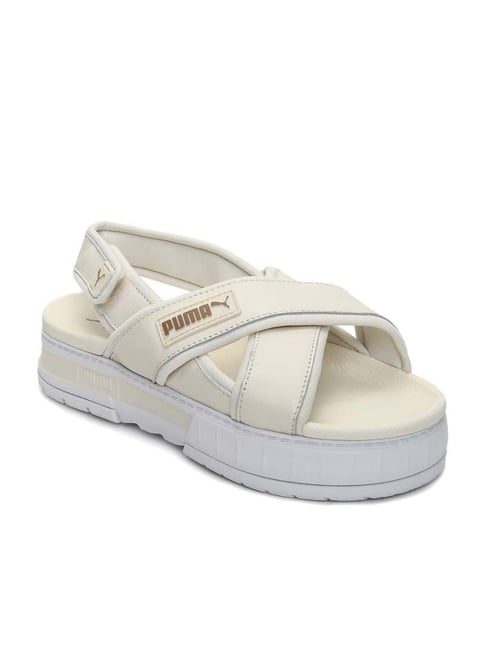 Puma Platform Slide White Black Tape Sandals 380677-01 Women's Size 8.5 for  sale online | eBay