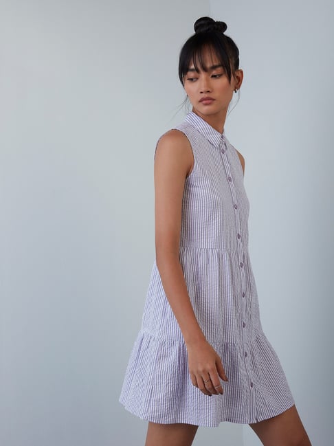 Nuon by Westside Lilac Striped Shirtdress Price in India