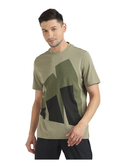 Mens Tshirt Army Green Adidas T Shirt Adidas Green Round Neck T-Shirt