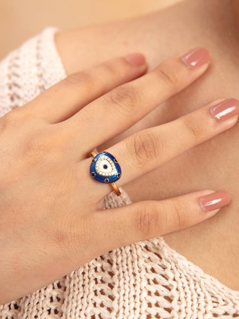 Buy Pipa Bella Evil Eye Blue & White Alloy Casual Ring Online At Best Price  @ Tata CLiQ