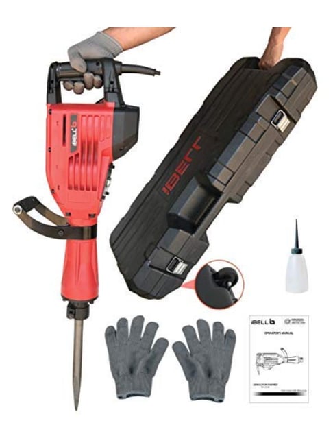 iBELL 1500 W Electric Demolition Hammer with Chisel and Accessories (Red/Black)-iBELL-Electronics-TATA CLIQ