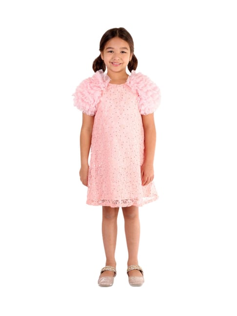 KidsDew Kids Peach Embroidered Dress-picture-48