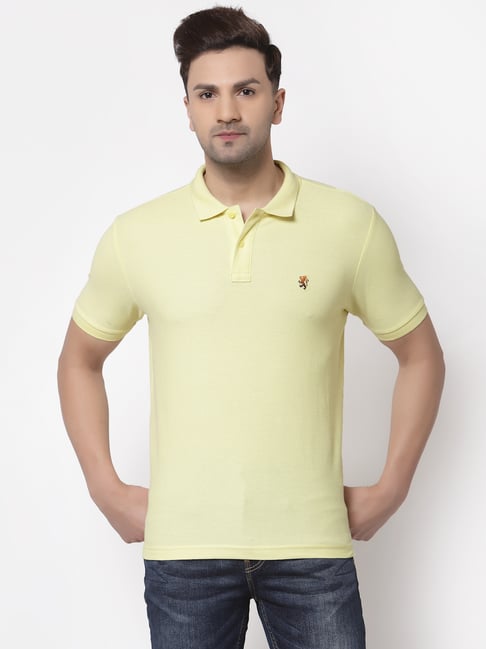 Red Tape Light Yellow Cotton Regular Fit Polo T-Shirt