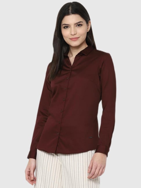 Allen Solly Maroon Slim Fit Shirt Price in India