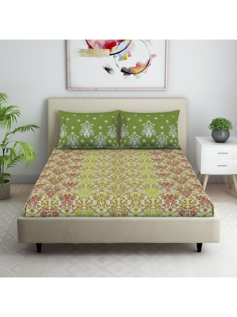 Cotton Printed Double Bed Sheet with 2 Pillow Cover