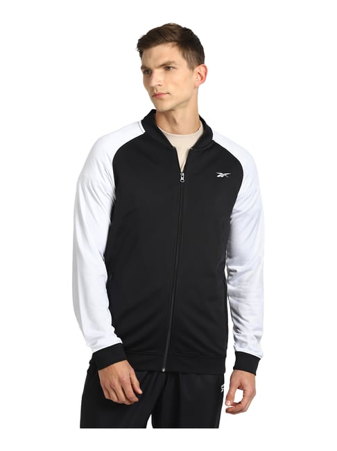 Reebok black and white hot sale jacket