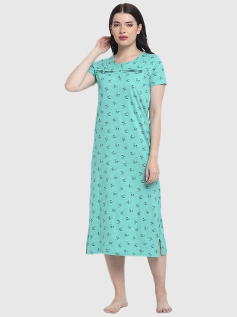 Slumber Jill Green Print Night Dress