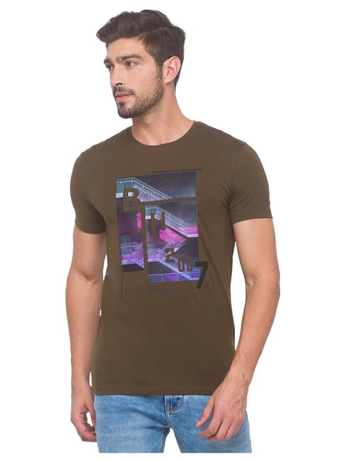 Being Human Brown Printed Crew Neck T-Shirt-picture-21