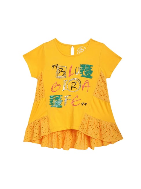 Blue Giraffe Kids Yellow Printed Dress-picture-23