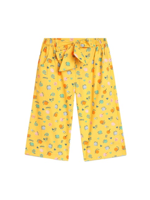 Elle Kids Yellow Printed Trousers