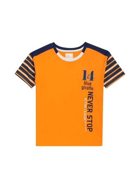 Buy Blue Giraffe Kids Orange Graphic Print T-Shirt for Boys