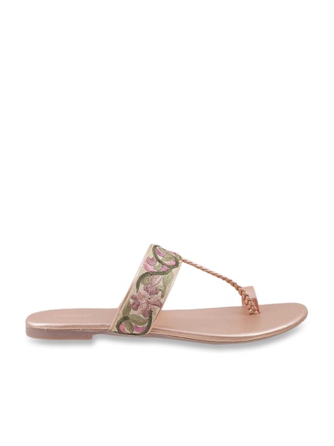 Mochi Women's Rose Gold Toe Ring Sandals Price in India