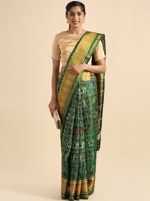 TANEIRA Dark Green Saree With Blouse Price in India