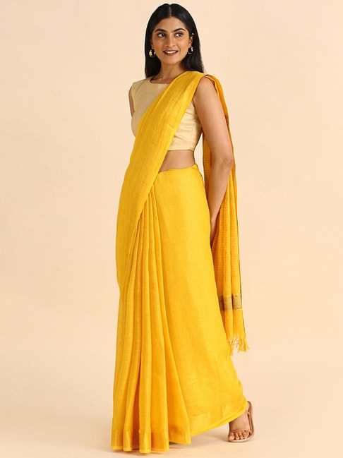 TANEIRA Yellow Saree With Blouse Price in India
