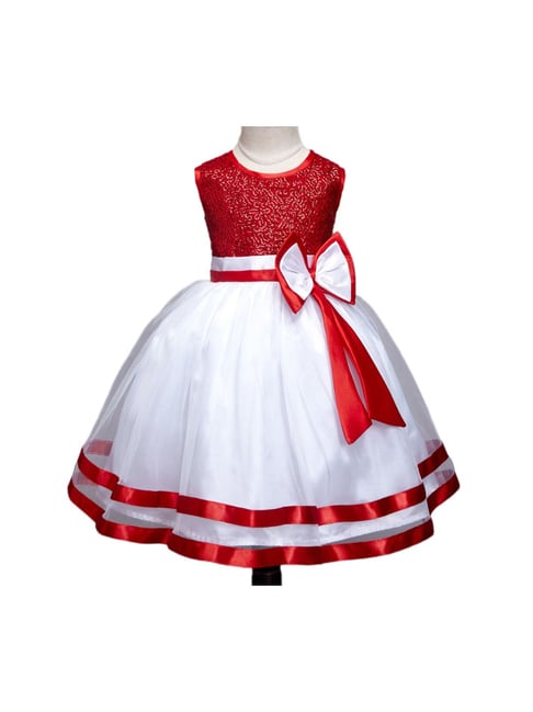 Apple red and white flower girl dress. Size 14 in stock.