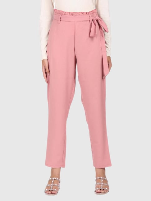 Womens Plus Paper Bag Belted Tapered Trousers  Boohoo UK