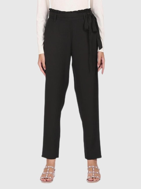 CODIA BLACK PAPERBAG SKINNY TROUSERS  In The Style