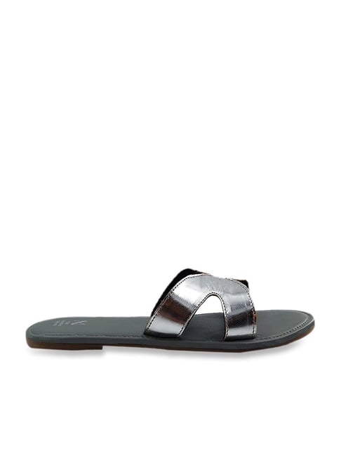 Aeyde | ELLA Silver Leather Flat Sandal