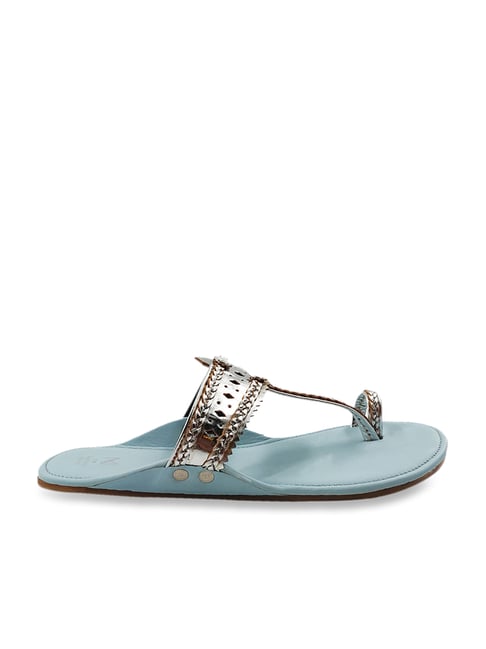 The Madras Trunk Women's Haiku Blue Toe Ring Sandals Price in India