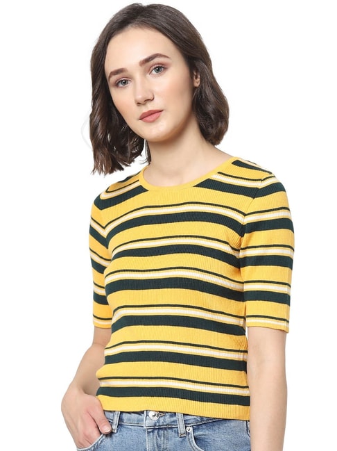 Only Yellow Striped Top Price in India