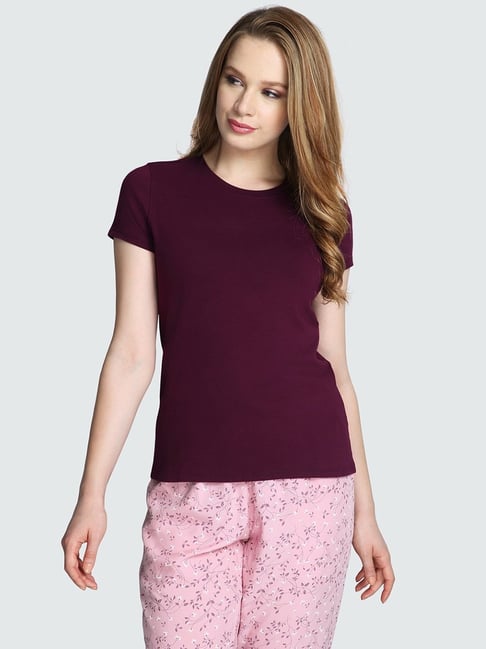 Van Heusen Wine Crew T-Shirt Price in India