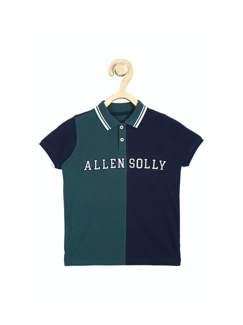 Allen Solly Junior Navy & Green Graphic Print Polo T-Shirt