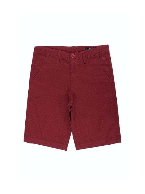 Allen Solly Junior Maroon Solid Shorts