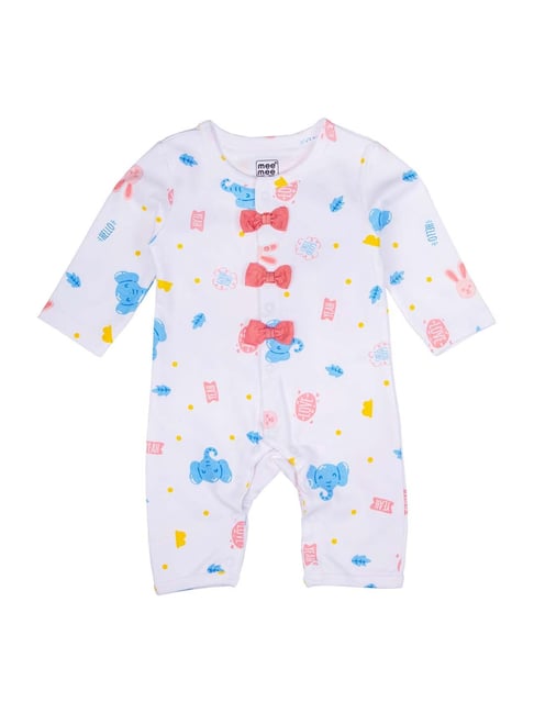 Buy Mee Mee Kids White Cotton Printed Romper for Girls Clothing