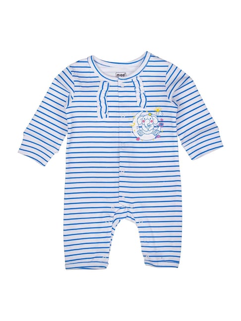 Buy Mee Mee Kids Blue Cotton Striped Romper for Girls Clothing