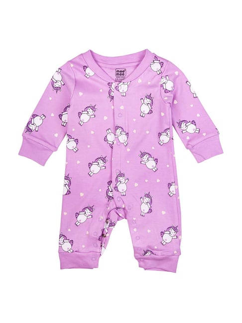 Buy Mee Mee Kids Purple Cotton Printed Romper for Girls Clothing