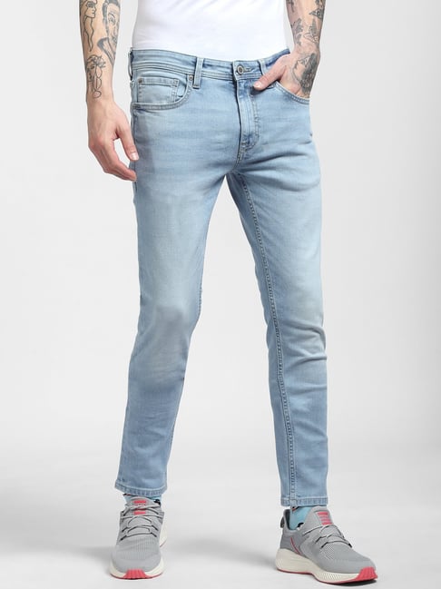 Buy THE COLLECTION Men Slim Mid Rise Light Blue Jeans_TCDN223A-BK-32 at  Amazon.in