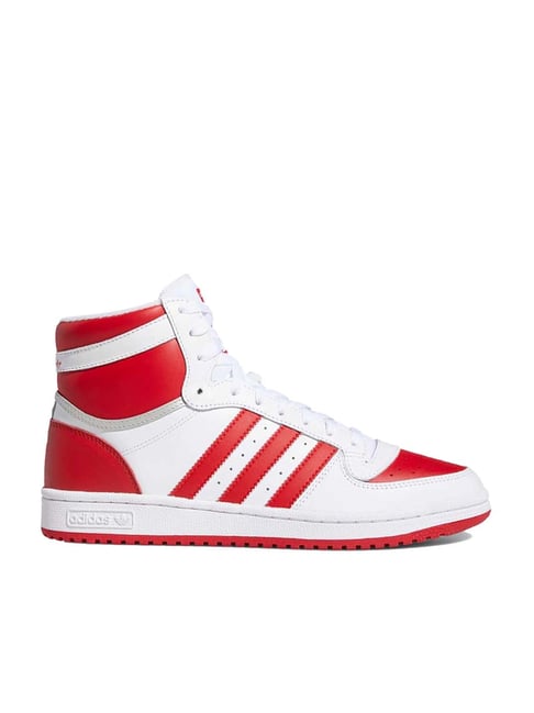 Adidas Originals Men's White & Scarle Ankle High Sneakers