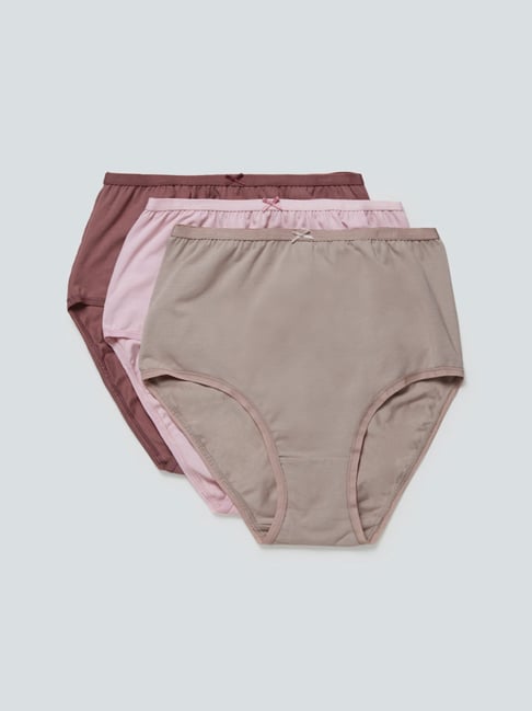 Wunderlove by Westside Taupe Full Briefs Set of Three Price in India